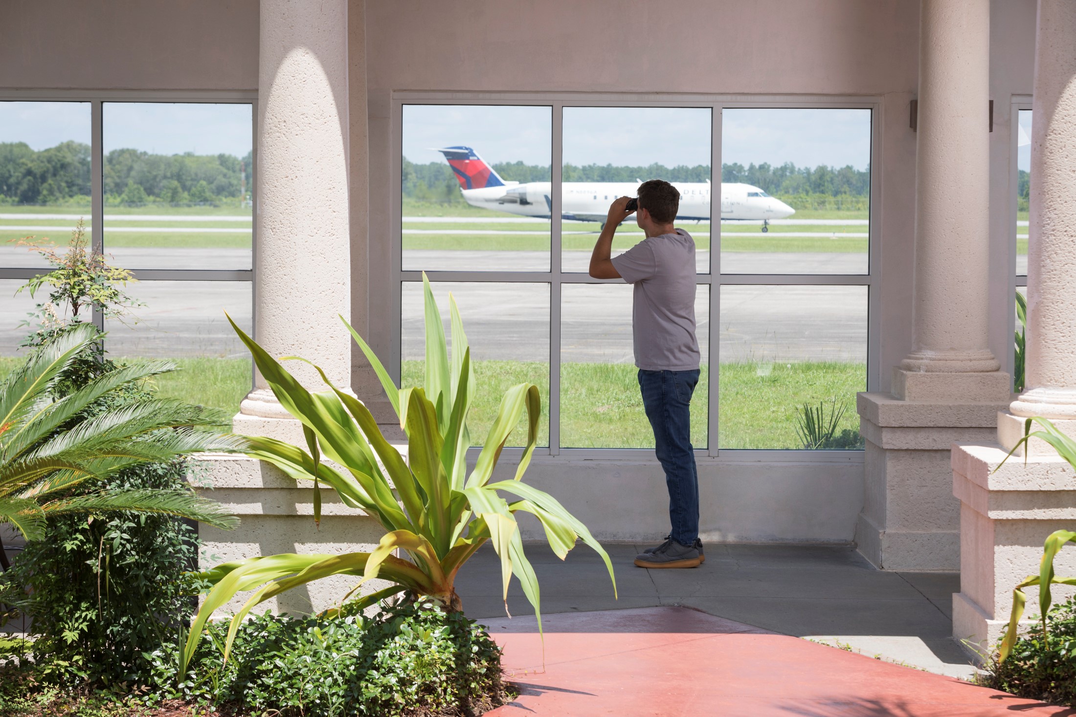 david standing in window